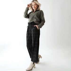 Albion Black and White Elastic Waist Pants